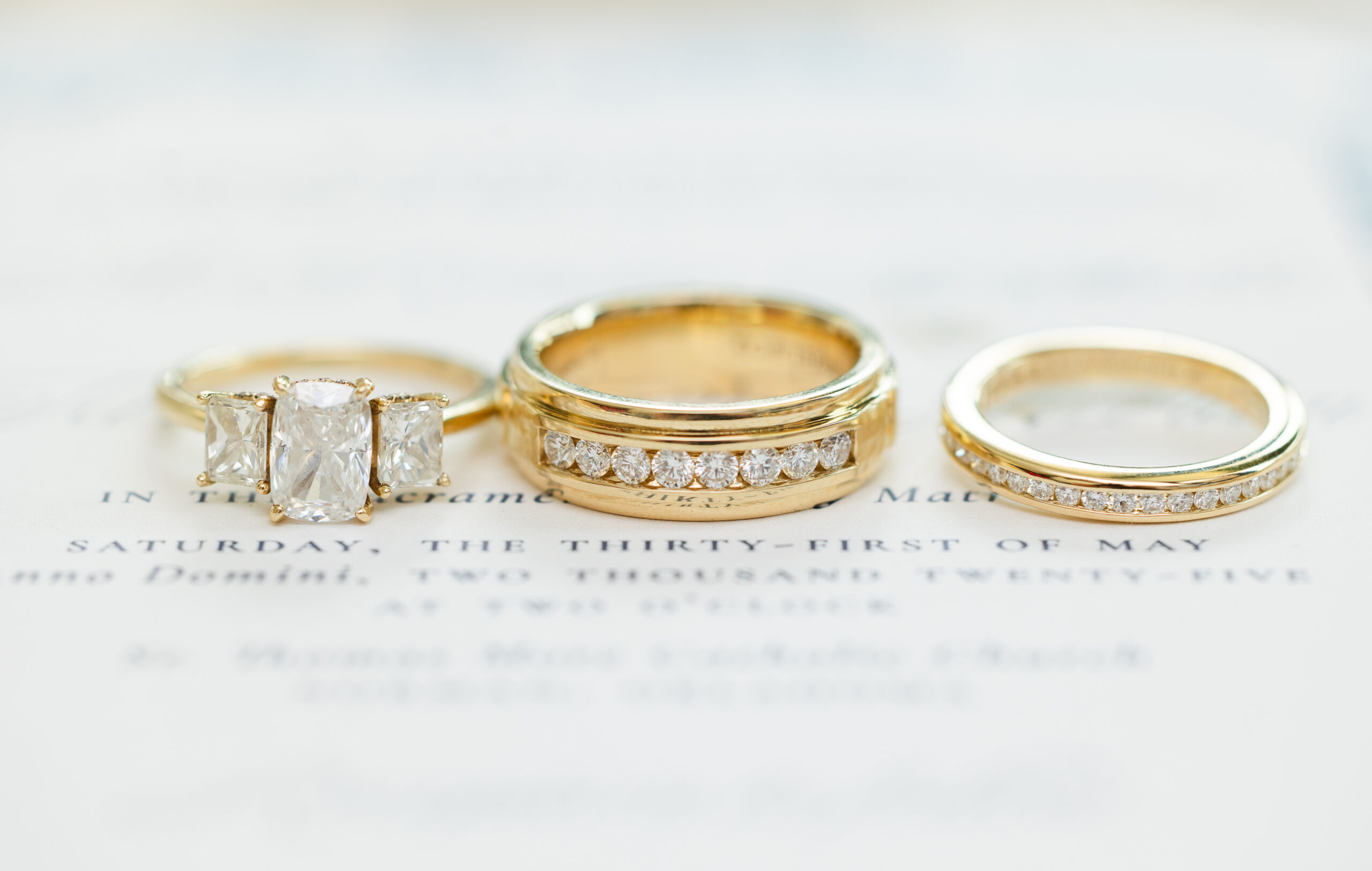 rings on a wedding invitation