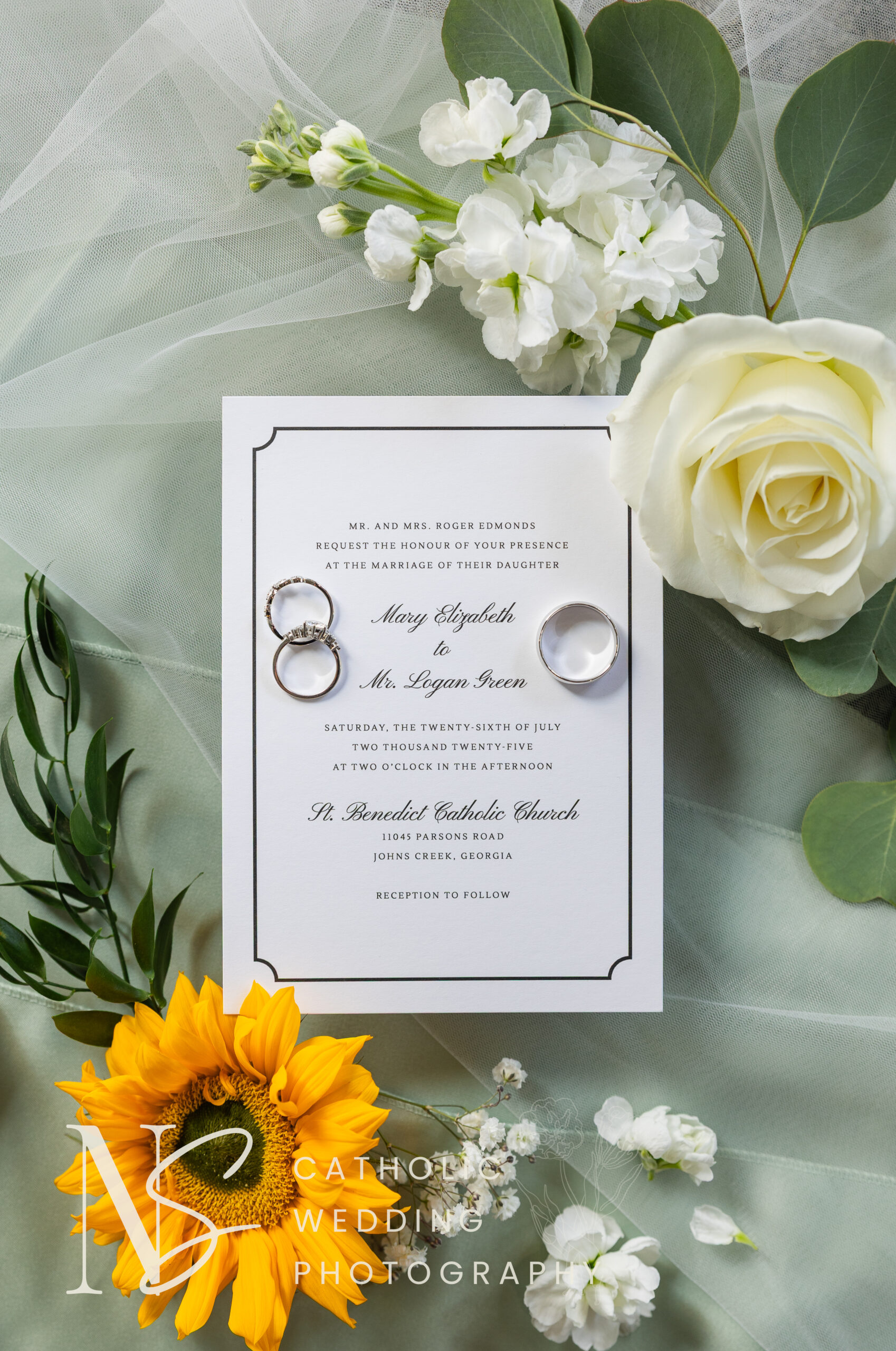 st. benedict Catholic church wedding invitation
